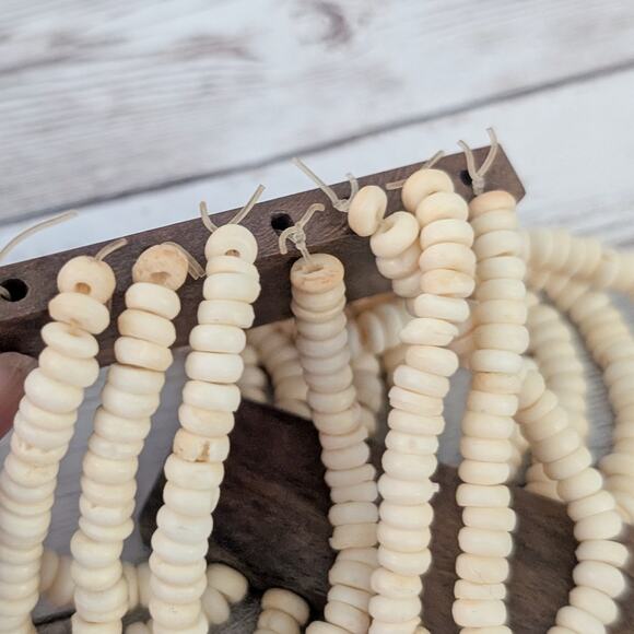 Vintage Stretch Bracelet Wide Cream and Brown Statement - Picture 5 of 9